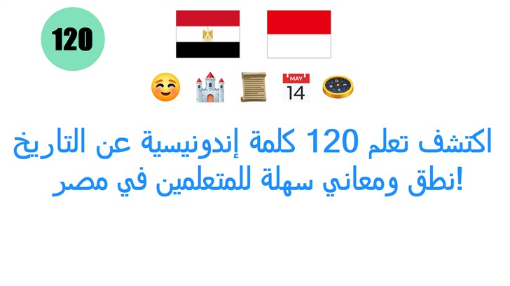 اكتشف تعلم 120 كلمة إندونيسية عن التاريخ: نطق ومعاني سهلة للمتعلمين في مصر!